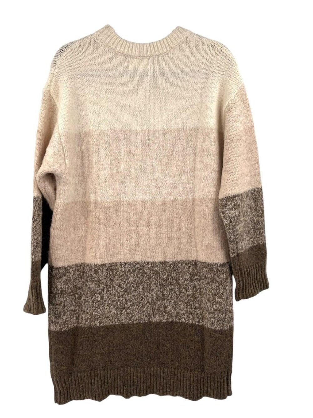 IN FEBRUARY Women's Oatmeal Multi Stripe Soft Stretch Sweater Dress NWT Med - Picture 5 of 5